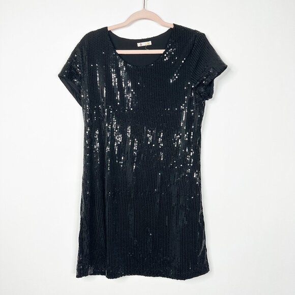 2/$30 tulle Sequin Mini Slip Dress Little Black Dress XL #A0228 TRB2 - Picture 3 of 8